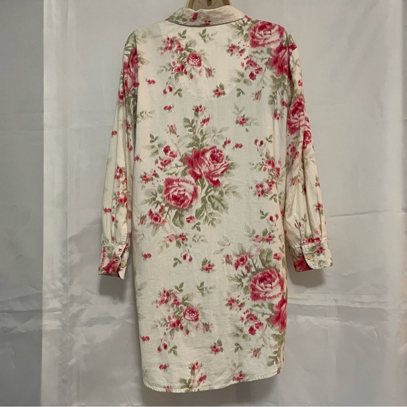 Lauren Ralph Lauren Cream Cotton Floral Long Sleeve Button Down Dress - Picture 3 of 8